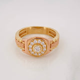 Circle Signet Ring 7.6g / T11 1/4 Two-Tone Yellow Rose Gold 18K