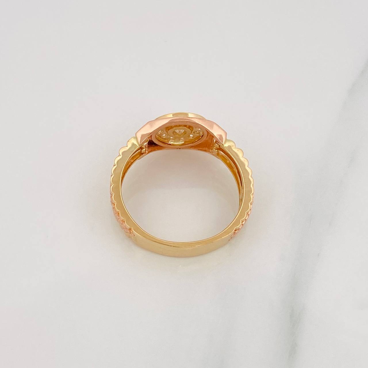Circle Signet Ring 7.6g / T11 1/4 Two-Tone Yellow Rose Gold 18K