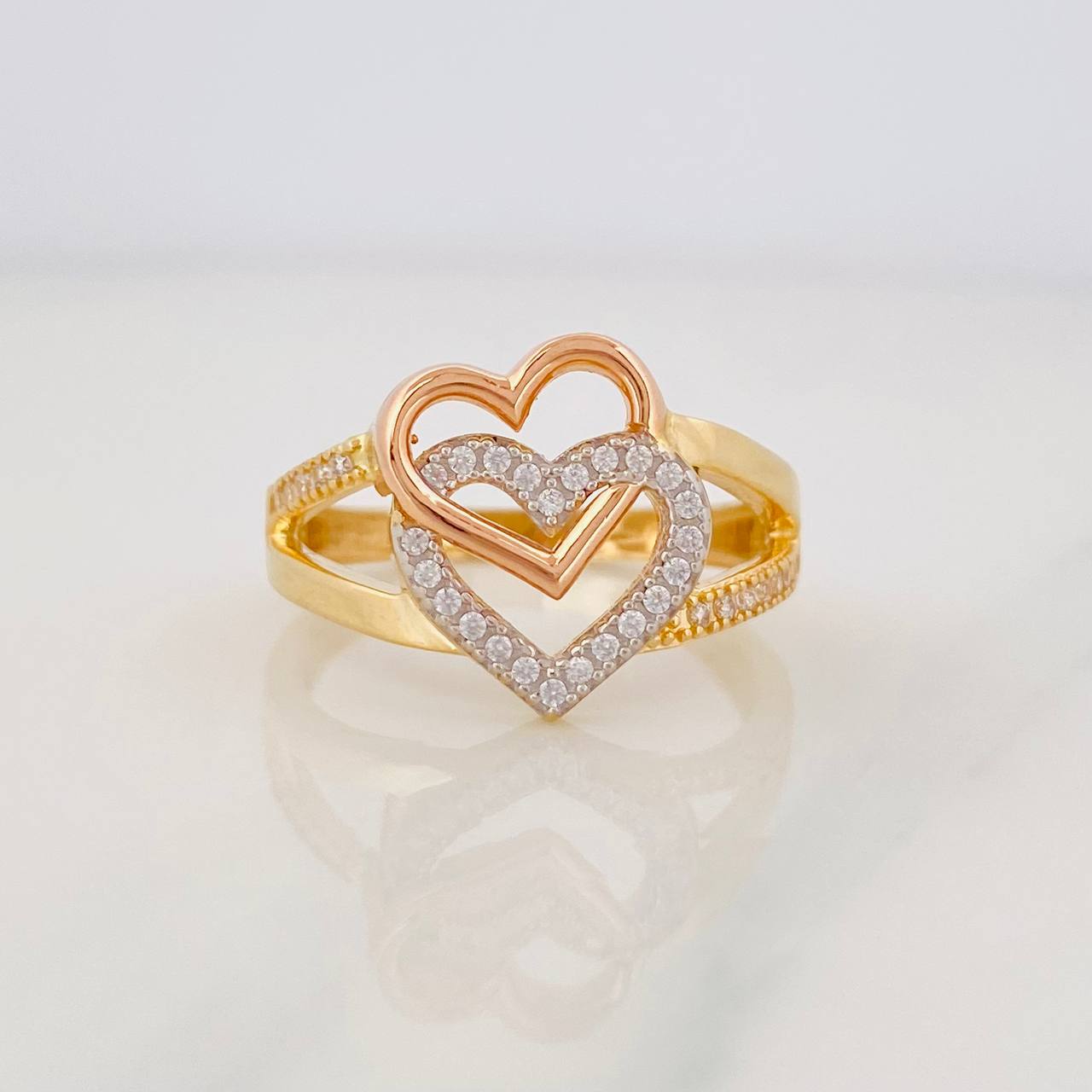 Hearts Ring 3.7g / T7 1/2 Three Golds 18K