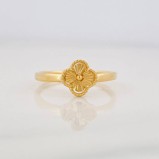 Diamond Cut Flower Ring 0.9g / T6 Yellow Gold 18K