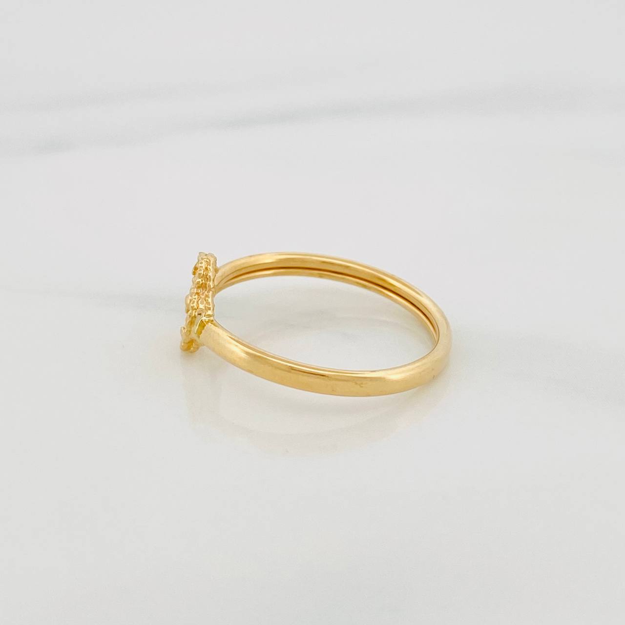 Diamond Cut Flower Ring 0.9g / T5 3/4 Yellow Gold 18K