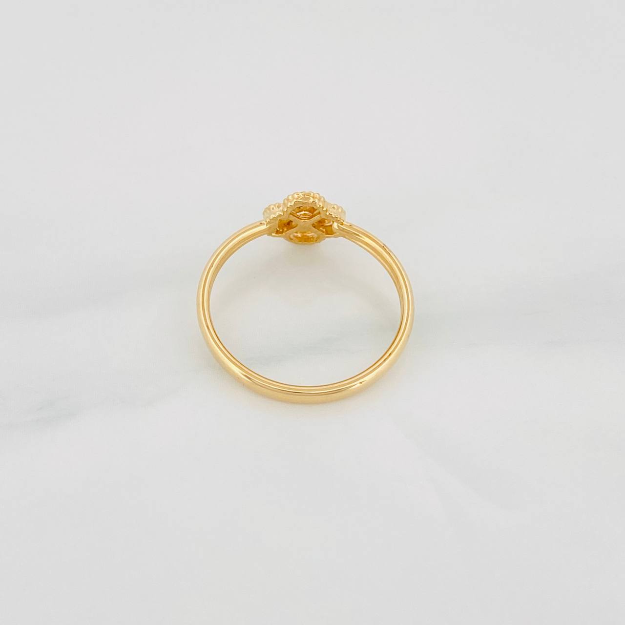 Diamond Cut Flower Ring 0.9g / T5 3/4 Yellow Gold 18K