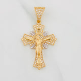 Pendant Christ Cross 6.75g / 1 3/4 in Two Yellow White Golds 18K