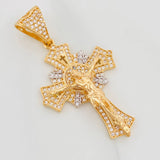 Pendant Christ Cross 6.75g / 1 3/4 in Two Yellow White Golds 18K