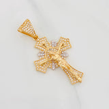 Pendant Christ Cross 6.75g / 1 3/4 in Two Yellow White Golds 18K