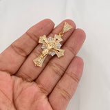 Pendant Christ Cross 6.75g / 1 3/4 in Two Yellow White Golds 18K