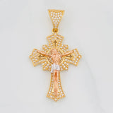 Pendant Christ Cross 7.35g / 1 3/4 in Three Golds 18K