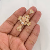 Pendant Christ Cross 7.35g / 1 3/4 in Three Golds 18K