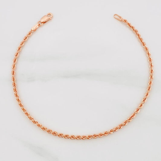 Rope Bracelet 1.55g / 7 1/2 in / 2.1mm 18K Rose Gold