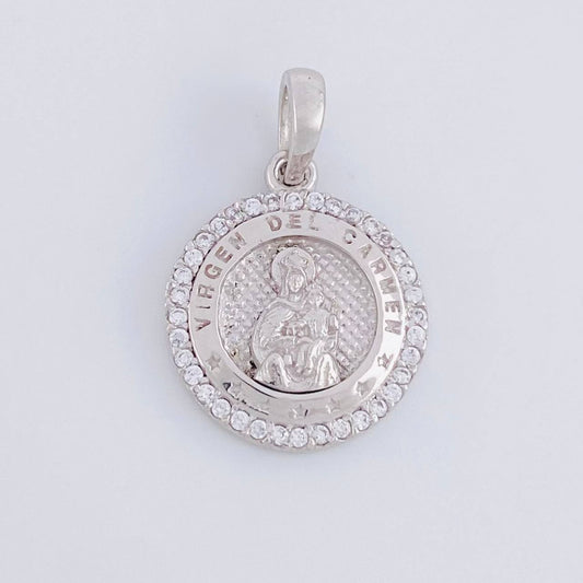 Dije Medalla Virgen del Carmen 2.2g / 3/4 in Oro Blanco 18K