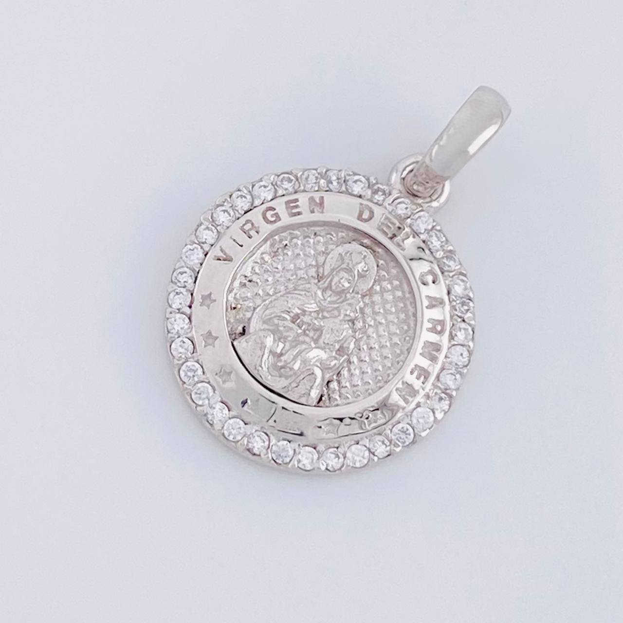 Dije Medalla Virgen del Carmen 2.2g / 3/4 in Oro Blanco 18K