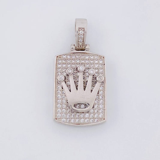 Dije Placa Rectangular Corona 4.45g / 1 in Oro Blanco 18K