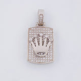 Pendant Rectangular Plate Crown 4.45g / 1 in White Gold 18K