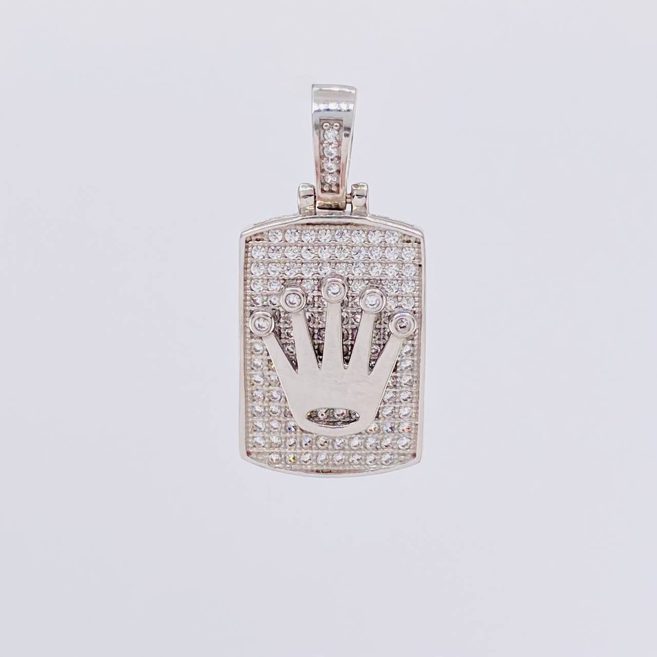 Pendant Rectangular Plate Crown 4.45g / 1 in White Gold 18K