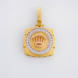 Dije Cuadro Circulo Corona 2.8g / 3/4 in Tres Oros 18K