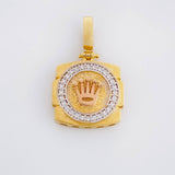 Dije Cuadro Circulo Corona 2.8g / 3/4 in Tres Oros 18K