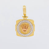 Dije Cuadro Circulo Corona 2.8g / 3/4 in Tres Oros 18K