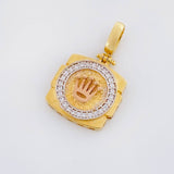 Dije Cuadro Circulo Corona 2.8g / 3/4 in Tres Oros 18K