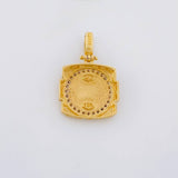 Dije Cuadro Circulo Corona 2.8g / 3/4 in Tres Oros 18K