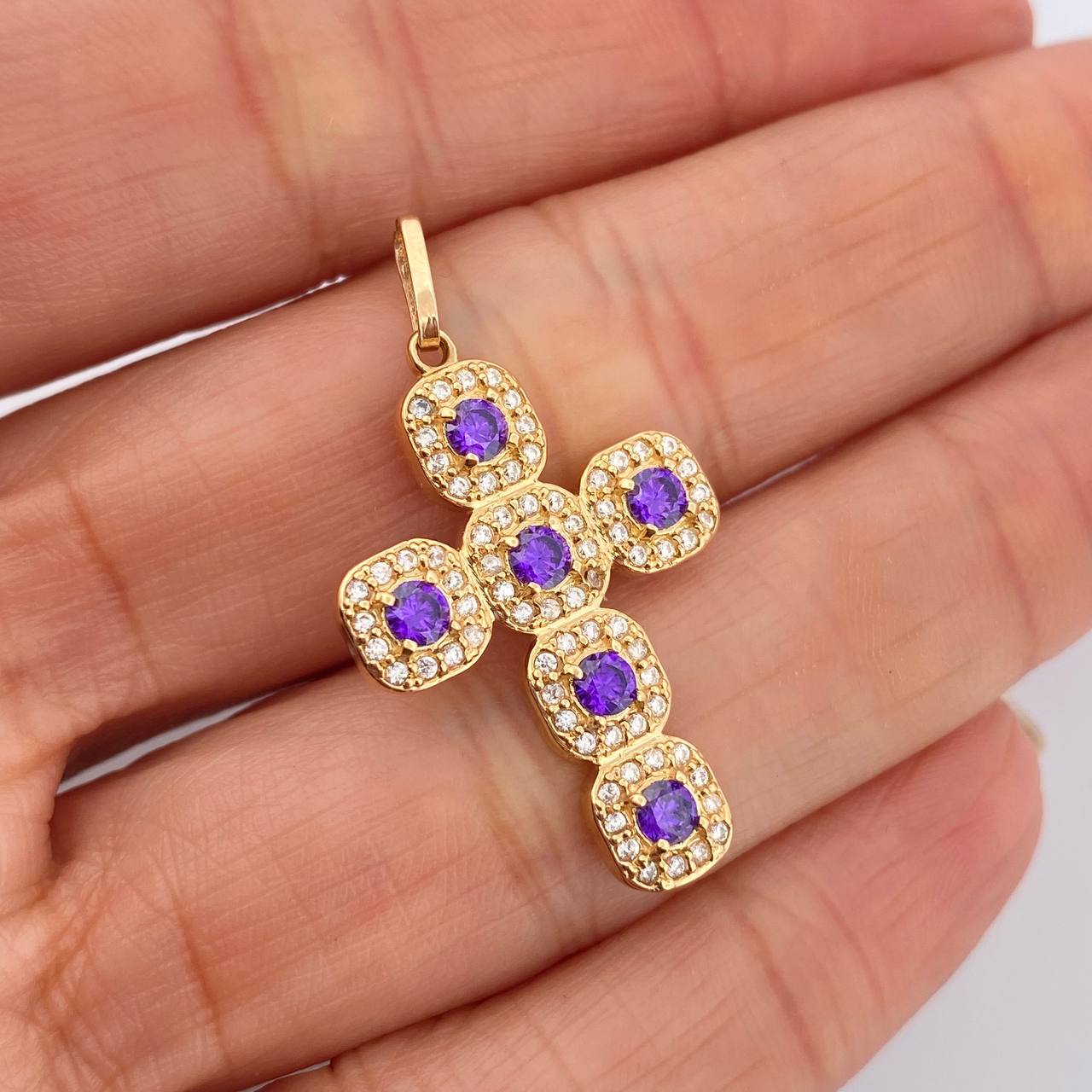 Dije Cruz Tupida 3.75gr / 1 1/2 in / Oro Amarillo 18K &