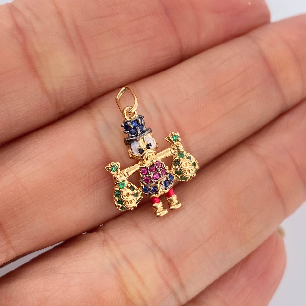 Dije Pato Bolsas Dinero 1.55gr / 1 in / Dos Oros Negro Amarillo 18K &