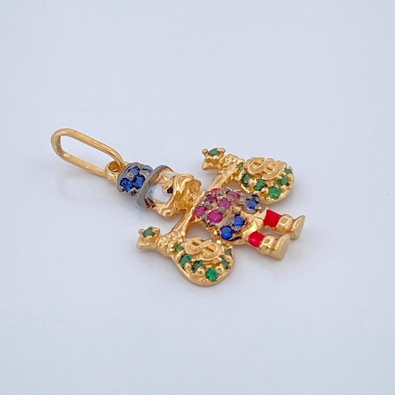 Dije Pato Bolsas Dinero 1.55gr / 1 in / Dos Oros Negro Amarillo 18K &