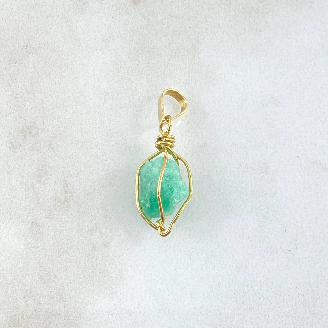 Dije Morralla Esmeralda Mediana Oro Amarillo 18K (Joya)