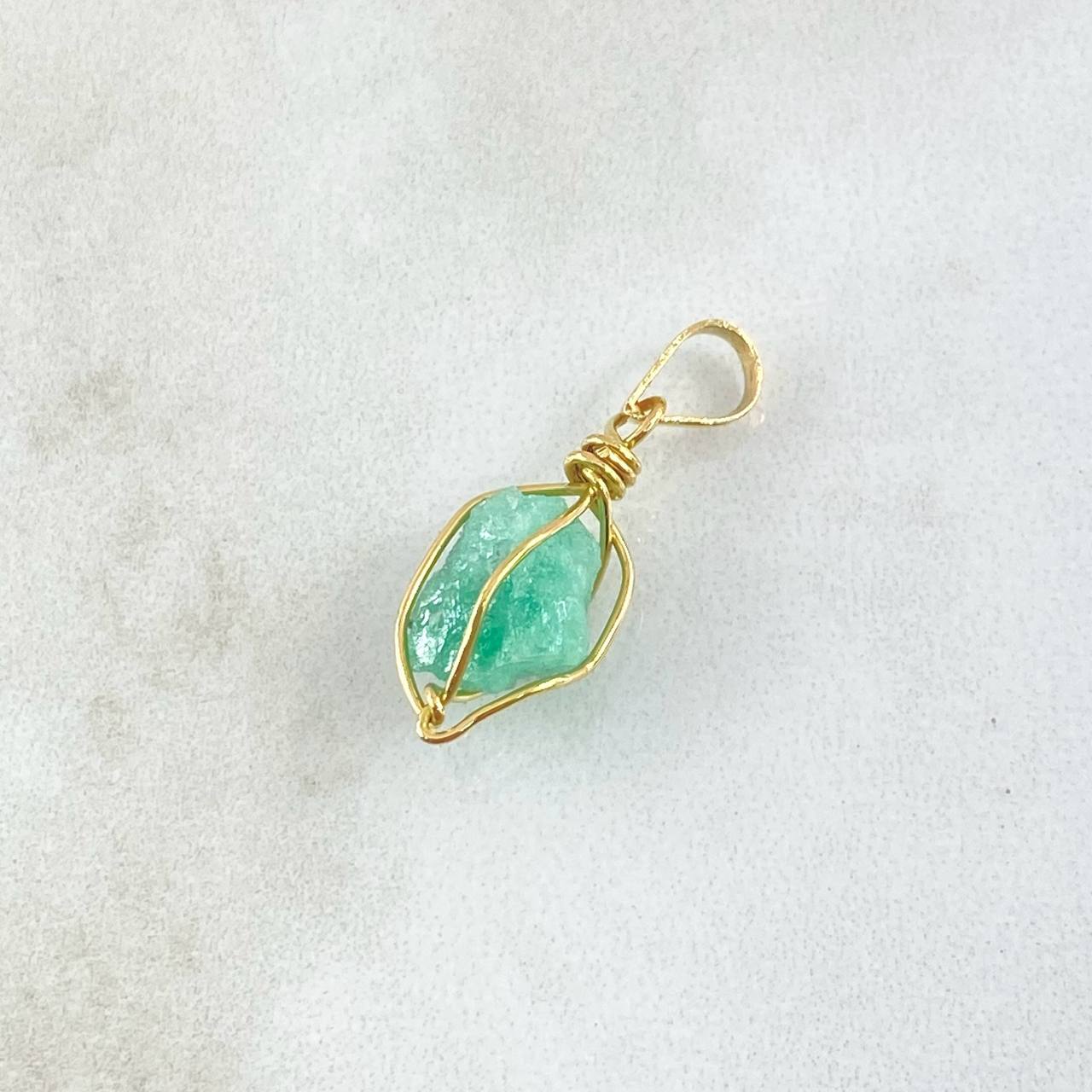 Dije Morralla Esmeralda Mediana Oro Amarillo 18K (Joya)