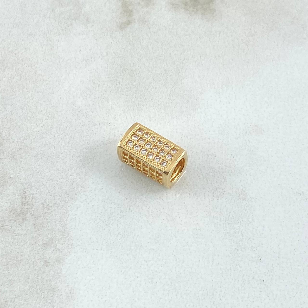 Herraje Cilindro 1.65gr / 1cm / Circones Blancos Oro Amarillo 18K