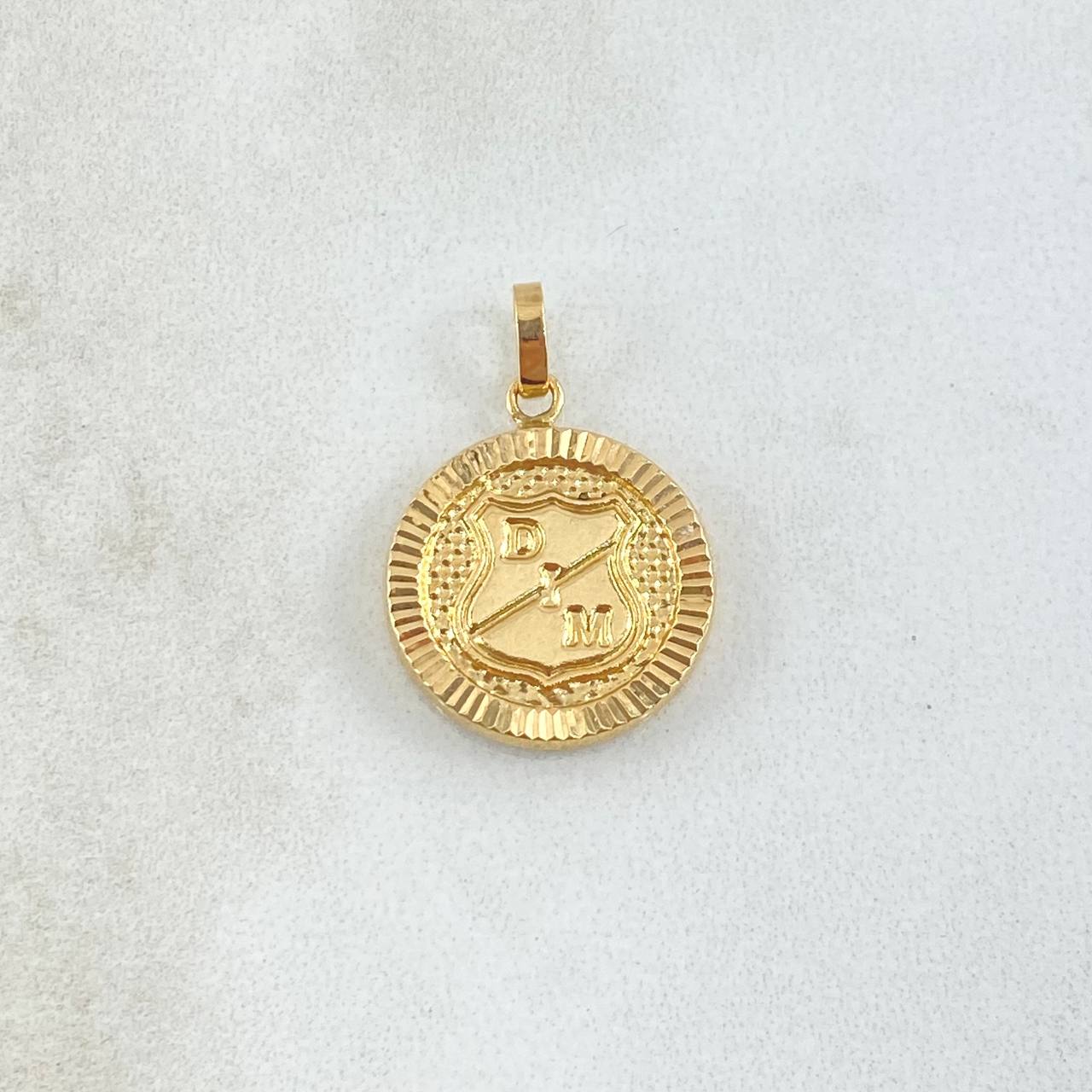 Dije Escudo Independiente Medellin 1.5gr / 2.2cm / Circulo Texturizado Oro Amarillo 18K