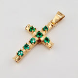 Dije Cruz Franciscana Esmeraldas 1.59 Qts 3.4gr / 1 1/2 in / Oro Amarillo 18K ©