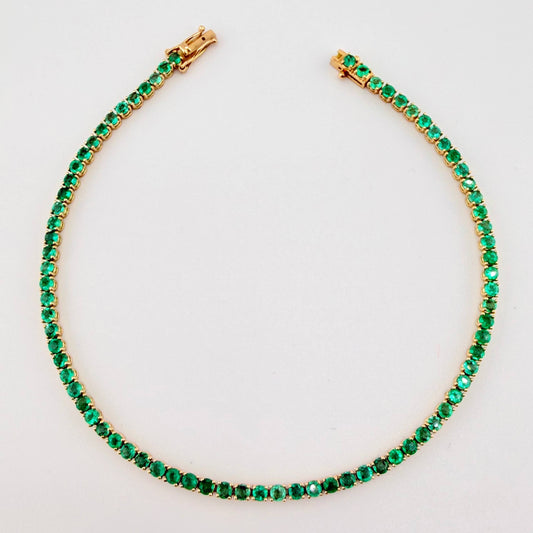 Pulso Tennis Esmeraldas 2.5 Qts 5.2gr / 7 1/4 in / Oro Amarillo 18K ©
