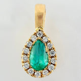 Dije Gota Borde Tupido Esmeraldas 35pts Diamantes 14pts 1.1gr / 1/2 in / Oro Amarillo 18K ©