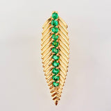 Dije Hoja De Laurel Esmeraldas 17pts 0.65gr / 3/4 in / Oro Amarillo 18K ©