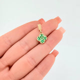 Dije Flor Trebol Esmeraldas 33pts 1.95gr / 3/4 in / Oro Amarillo 18K ©