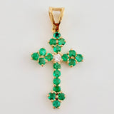 Dije Cruz Florencial Esmeraldas 80pts Diamantes 4pts 1.9gr / 1 1/4 in / Oro Amarillo 18K ©