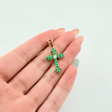 Dije Cruz Florencial Esmeraldas 80pts Diamantes 4pts 1.9gr / 1 1/4 in / Oro Amarillo 18K ©