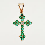 Dije Cruz Florencial Esmeraldas 80pts Diamantes 4pts 1.9gr / 1 1/4 in / Oro Amarillo 18K ©