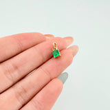 Dije Cuadrado Abultado Esmeralda 35pts 0.6gr / 1/2 in / Oro Amarillo 18K ©