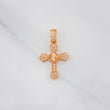 Dije Cruz Trebol Diamantado Florencial 1.35g / 3/4 in Oro Rosa 18K