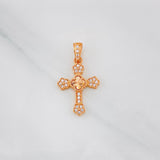Dije Cruz Trebol Diamantado Florencial 1.35g / 3/4 in Oro Rosa 18K