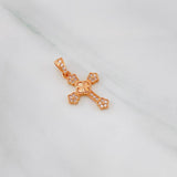 Dije Cruz Trebol Diamantado Florencial 1.35g / 3/4 in Oro Rosa 18K
