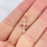Dije Cruz Trebol Diamantado Florencial 1.35g / 3/4 in Oro Rosa 18K
