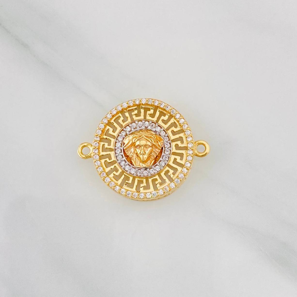 Herraje Medusa Tribal 3.55g / 3/4 in Dos Oros Amarillo Blanco 18K