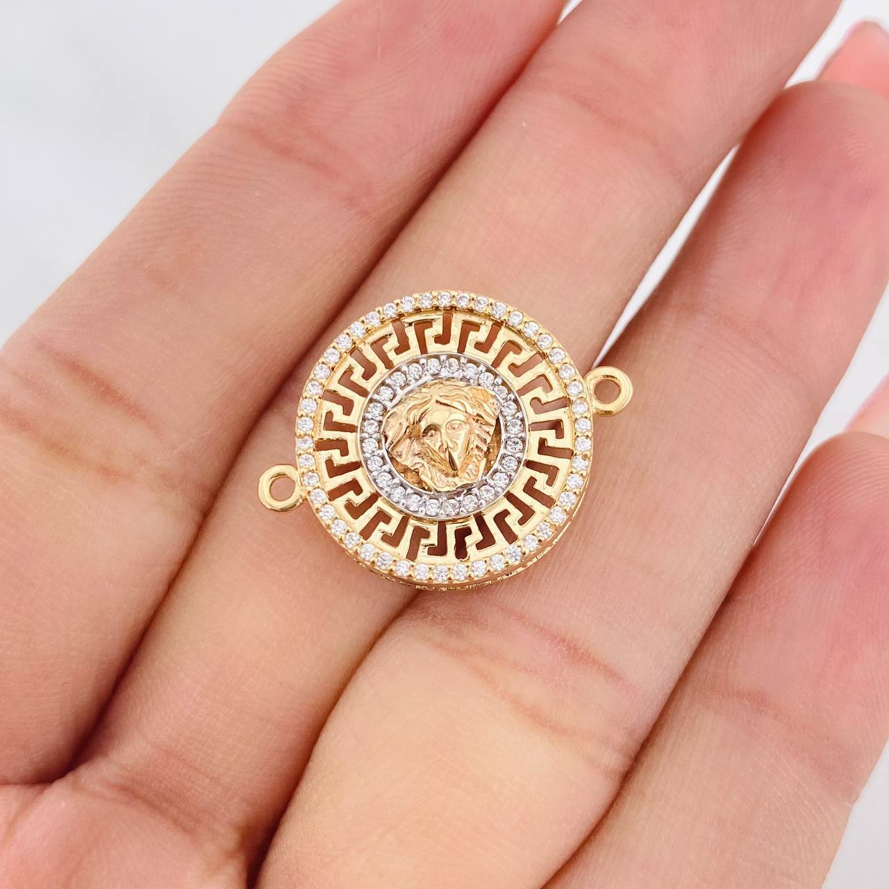 Herraje Medusa Tribal 3.55g / 3/4 in Dos Oros Amarillo Blanco 18K