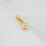 Dije Flor Bordes Texturizados 0.75g / 1/2 in Dos Oros Amarillo Blanco 18K