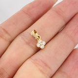 Dije Flor Bordes Texturizados 0.75g / 1/2 in Dos Oros Amarillo Blanco 18K