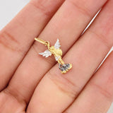 Pendant Saint Michael the Archangel 1g / 3/4 in Tri-Color Gold 18K