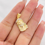Dije Rostro de Cristo 3.55g / 1 1/4 in Dos Oros Amarillo Blanco 18K