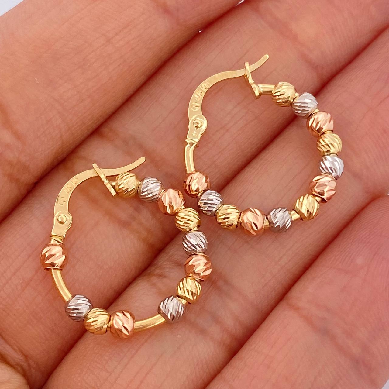 Military Hoop Earrings 1.95gr / 3/4 in / Three 18K Golds